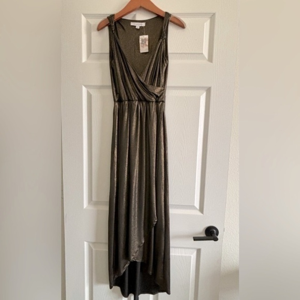 Elegant Gold Metallic Sleeveless Dress